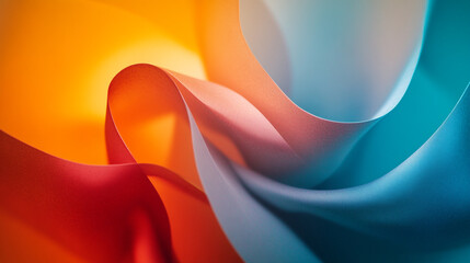 Wall Mural - Vibrant abstract illustration showcasing colorful ribbons flowing smoothly against a bright gradient background