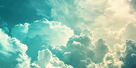 Wall Mural - Fluffy, cotton-like clouds adorn the heavens.