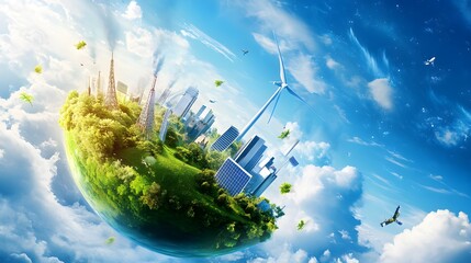 Poster - Green City on a Cloud Sphere.