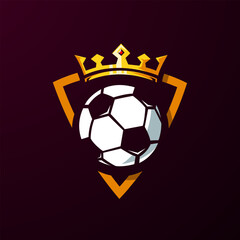 Wall Mural - King crown soccer ball logo 