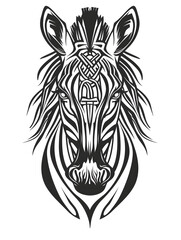 Wall Mural - Zebra head very simple traditional tattoo flash styles illustration