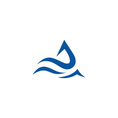 letter A initial illustration wave dynamic logo, blue shape.