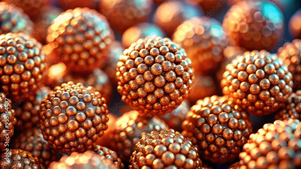 Copper Microscope View Microscopic close-up of copper nanoparticles, showcasing their ...