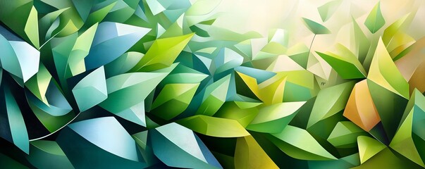 Canvas Print - Abstract Geometric Green Background.