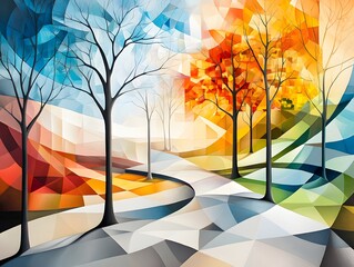 Poster - Abstract Landscape with Trees.