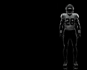 Wall Mural - An American football player stands at full height. Copy space