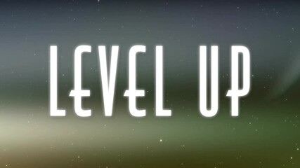 Canvas Print - Level up text animation over blurred colorful background