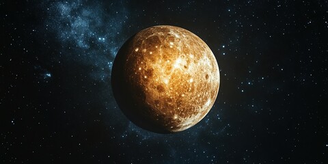 Wall Mural - mercury in infrared spectrum displayed against the vast blackness of space, showcasing the planet's 