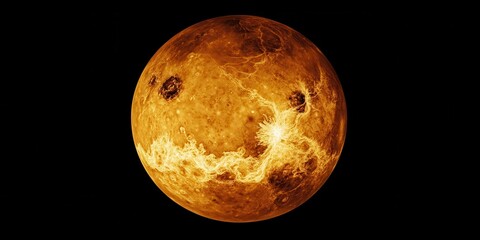 Wall Mural - venus portrayed in the infrared spectrum against a backdrop of deep black space, showcasing its uniq