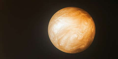 Wall Mural - Venus viewed in the infrared spectrum against a stark black background, showcasing its unique atmospheric features and textures