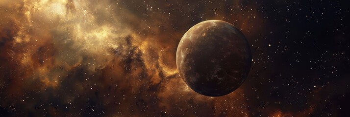 Wall Mural - A breathtaking view of a distant planet amidst a vibrant cosmic nebula filled with colorful gases and stellar formations