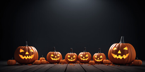 Spooky Halloween Jack-O-Lantern Background with Copy Space