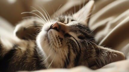 Canvas Print - A close-up of a sleeping cat, showcasing its peaceful expression and soft fur.