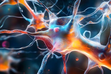 Wall Mural - Neuron Cell Abstract Background.