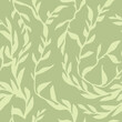 © Юрий Парменов - Organic leaf pattern. Branch with leaves ornamental texture. Floral seaweed seamless background. Tropical green ornament. Vector