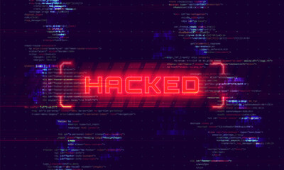 Wall Mural - Hacked system or cyber attack. Warning on the screen. Danger internet virus. Vector illustration.