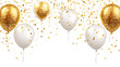 © Fang - gold white transparent balloon confetti background for graduation birthday happy new year opening sale, high quality image