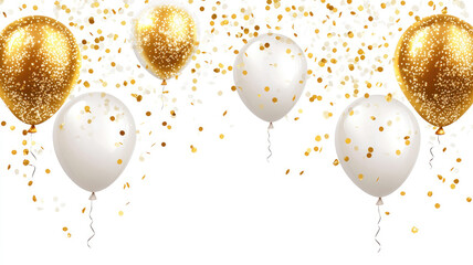 gold white transparent balloon confetti background for graduation birthday happy new year opening sa