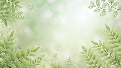 Wall Mural - Soft pale green background with a delicate foliage texture