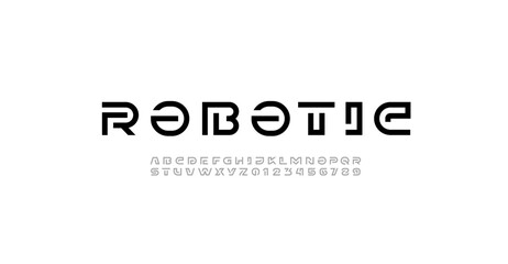 Wall Mural - Modern font alphabet from segment line
