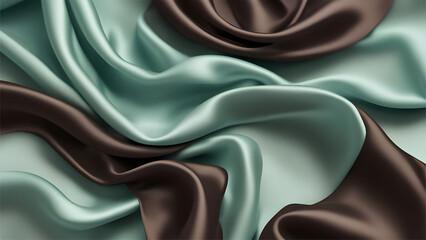 Mint green and chocolate shades with silk texture background 