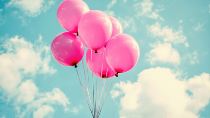 Wall Mural - pink balloons in the sky, high quality photo