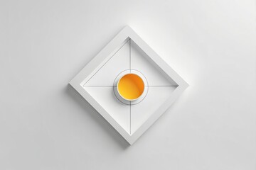 Sticker - Yellow circle in white frame on minimalist white background