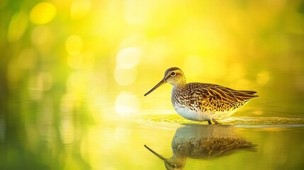 Wall Mural - Snipe bird in nature background