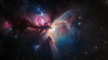 Wall Mural - A nebula in space with stars and gas.