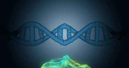 Sticker - DNA strand and data visualization animation over dark background