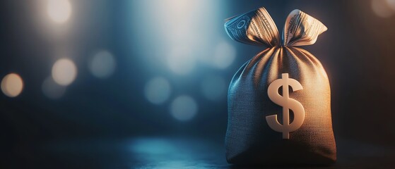 Pay day illustration, money bag with dollar signs and payday label, financial reward, 3D rendering