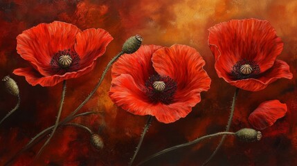 Canvas Print - Poppies and buds