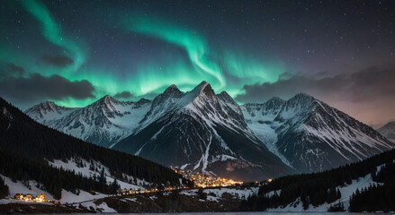 Wall Mural - landscape with mountains and snow