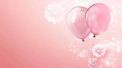 Wall Mural - digital pink balloon glass flower poster web page ppt background, detailed and intricate image