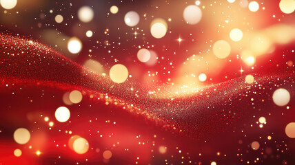 Wall Mural - a red and gold background with bokeh lights, detailed and realistic image