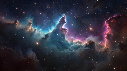 Wall Mural - A vibrant nebula glows with ethereal colors in the vast expanse of space, showcasing the beauty and wonder of the cosmos.