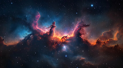 Wall Mural - a vibrant nebula with swirling colors and glowing stars in the vast expanse of space.