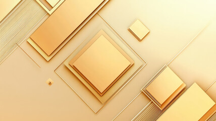 Wall Mural - abstract minimal geometric, gold square shape on gold space background. abstract background with lin