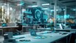 © Phichaphat - Futuristic Tech Office with Holographic Data Display