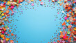 © Fang - blank frame background with confetti glitter and sparkles color colorful anniversary milestone celebration jubilee party with copy space banner, high definition photo