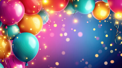 Wall Mural - a cheerful background with balloons and lights, perfect for text. - event decoration background, detailed and realistic image