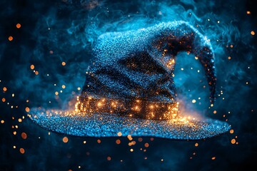 A magical illusionist's hat under an evil spell, perfect for Halloween-themed designs and promotions, with copy space.