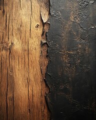 Wall Mural - A close-up of a weathered wooden surface with charred edges, creating a dramatic contrast in texture and colour, reflecting the natural aging process of wood.