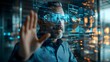 © Phichaphat - Man Wearing VR Headset Interacting with Digital Interface