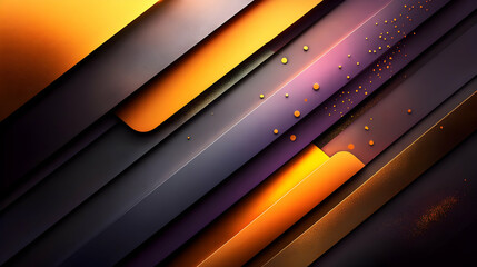 Canvas Print - Abstract geometric background with gold, purple, and black diagonal stripes.