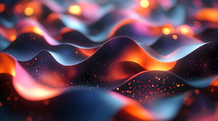 Wall Mural - Abstract glowing waves with vibrant colors.