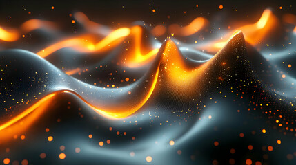 Wall Mural - Abstract orange and blue glowing light waves.