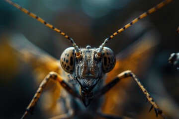 Close-up of a small insect sitting on a tree branch