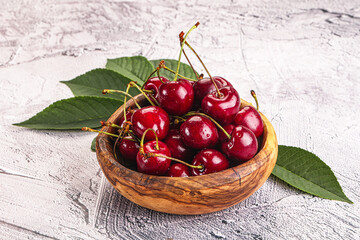 Canvas Print - Red sweet cherry in the bowl