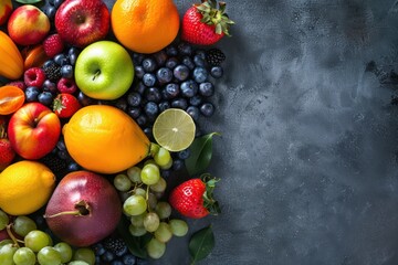 Wall Mural - A Colorful Arrangement of Fresh Fruits and Berries